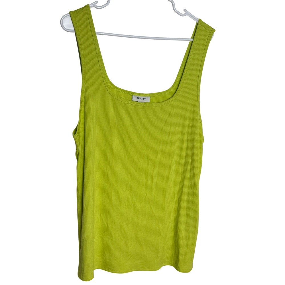 ON 34th Womens Plus Size 3X Lemon Lime‎ Ribbed Tank Top Casual Basic